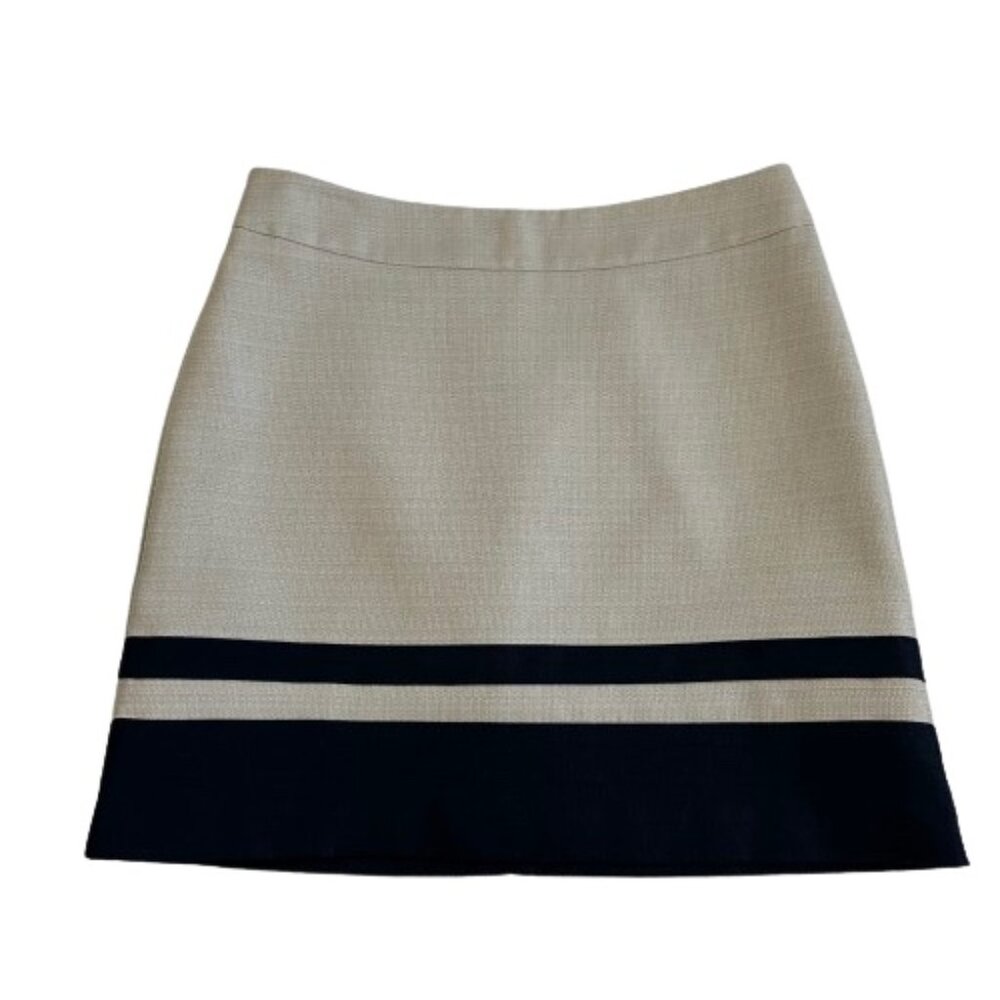 Ann Taylor LOFT Women's 6 Beige & Black Color Block A-line Mini Straight Skirt